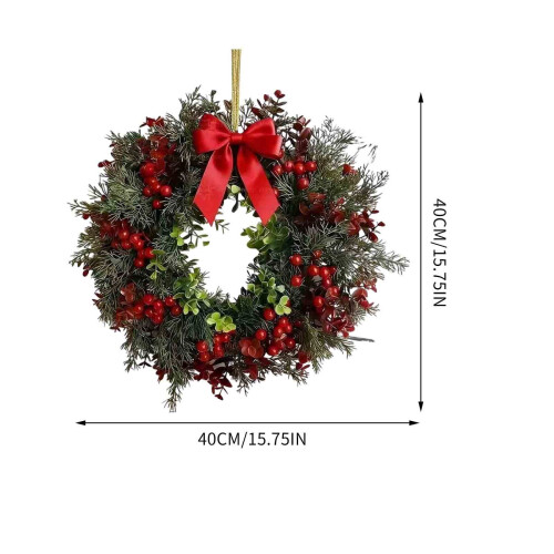 Julkrans med sammetsrosett och ornament 1