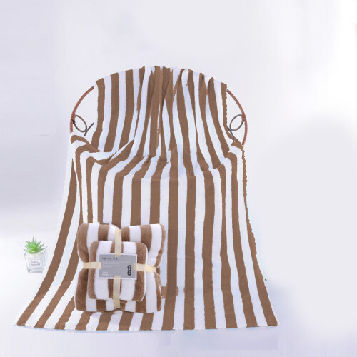 Ensemble de serviettes de bain en velours corail marron 3 pièces 2