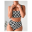Zwart-wit geblokte bikini set voor dames, hoog model 4