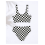 Zwart-wit geblokte bikini set voor dames, hoog model 5