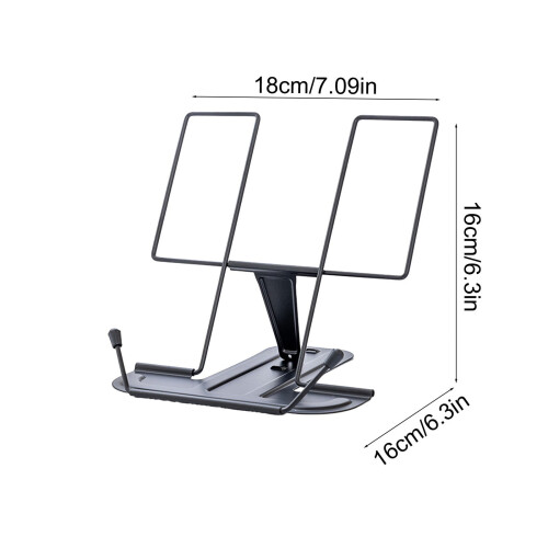 Foldable Metal Reading Stand Black 7.1in 3-Angle 2