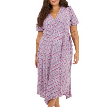 (22 UK, Pink) Brave Soul Womens/Ladies Floral V Neck Curved Short-Sleeved Wrap Dress