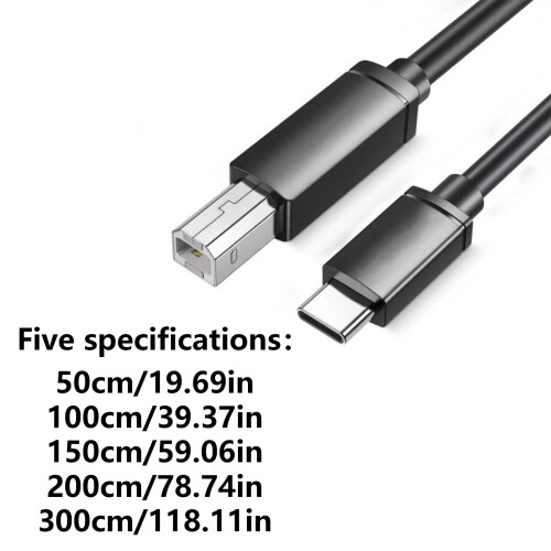 Cabo de impressora USB-C para USB-B de 1,5 m 1