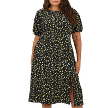 Brave Soul Womens/Ladies Floral Crew Neck Puff Sleeve Midi Dress