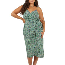 (22 UK, Green) Brave Soul Womens/Ladies V Neck Curved Sleeveless Midi Dress