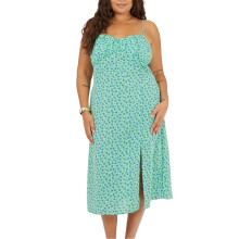 (20 UK, Green/Blue) Brave Soul Womens/Ladies Curved Spaghetti Strap Midi Dress