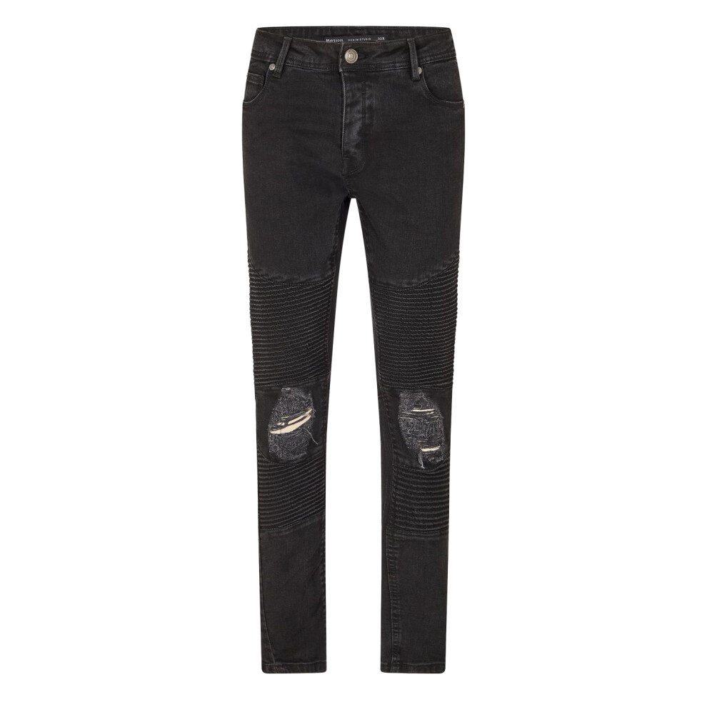 Brave Soul (32L, Charcoal) Mens Washed Ripped Skinny Jeans