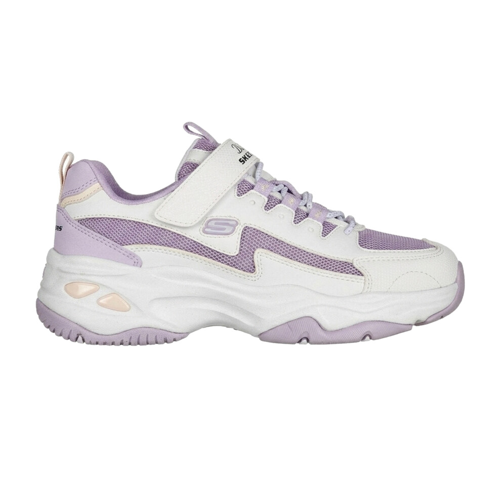 Skechers (12 Uk Child, White/Lavender) Womens/Ladies D'lites 4.0 Chunky Sole Trainers