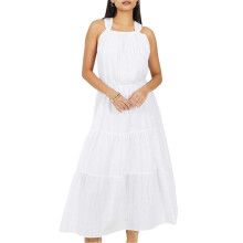 (16 UK, White) Brave Soul Womens/Ladies Tiered Halter Neck Sleeveless Midi Dress