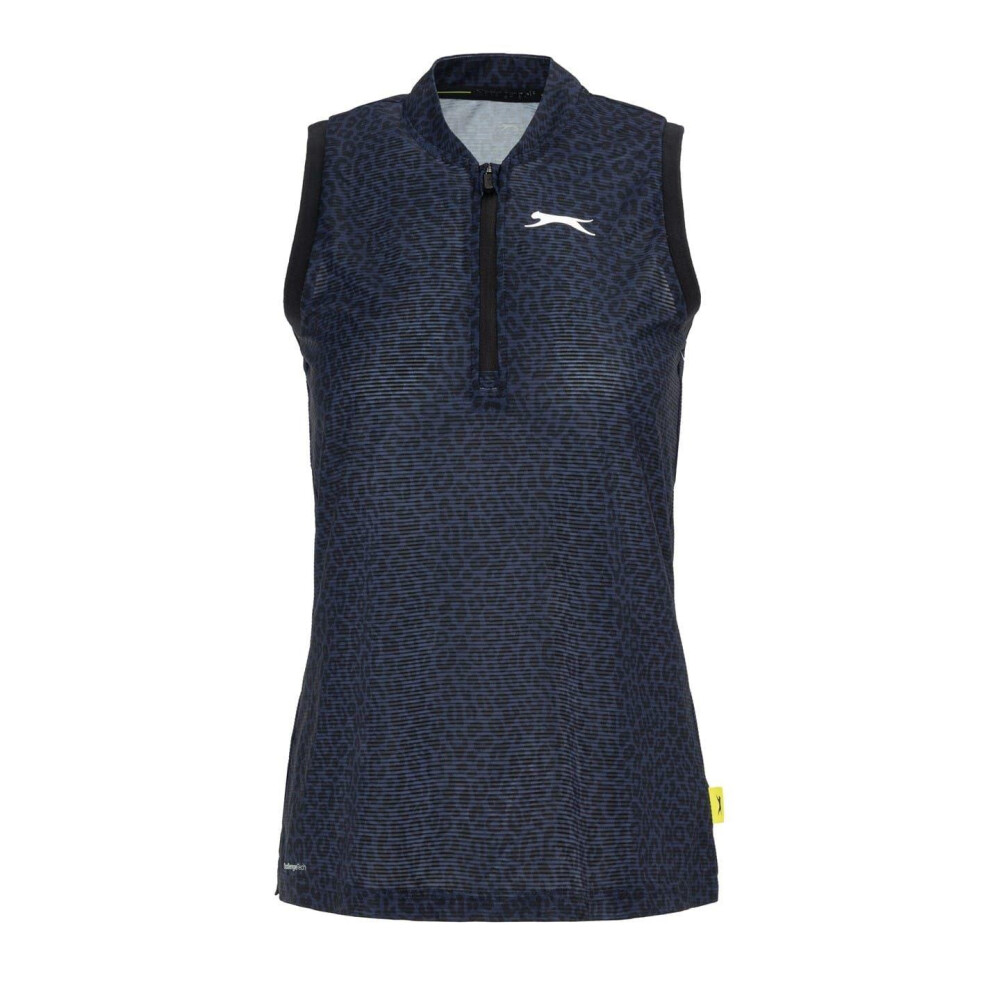 Slazenger (Xl, Black) Womens/Ladies Leopard Quarter Zip Sleeveless Polo Shirt