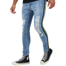 (28L, Blue) Brave Soul Mens Denim Distressed Taped Jeans