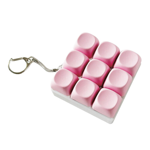 Μπρελόκ fidget clicker 9 κλειδιών ροζ 1