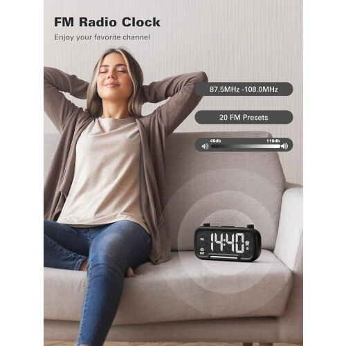 Rádio-relógio digital com Bluetooth 5.0, FM e luz noturna. 2