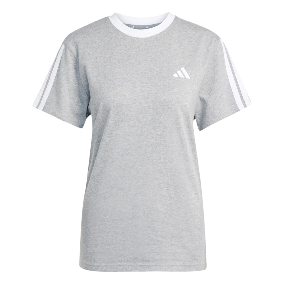 Adidas (20 Uk - 22 Uk, Medium Grey) Womens/Ladies Essentials 3 Stripes T-Shirt