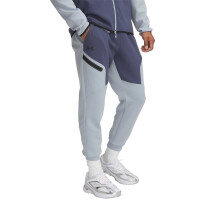 (S, Grey/Blue/Black) Under Armour Mens Unstoppable Fleece Zip Pocket Joggers