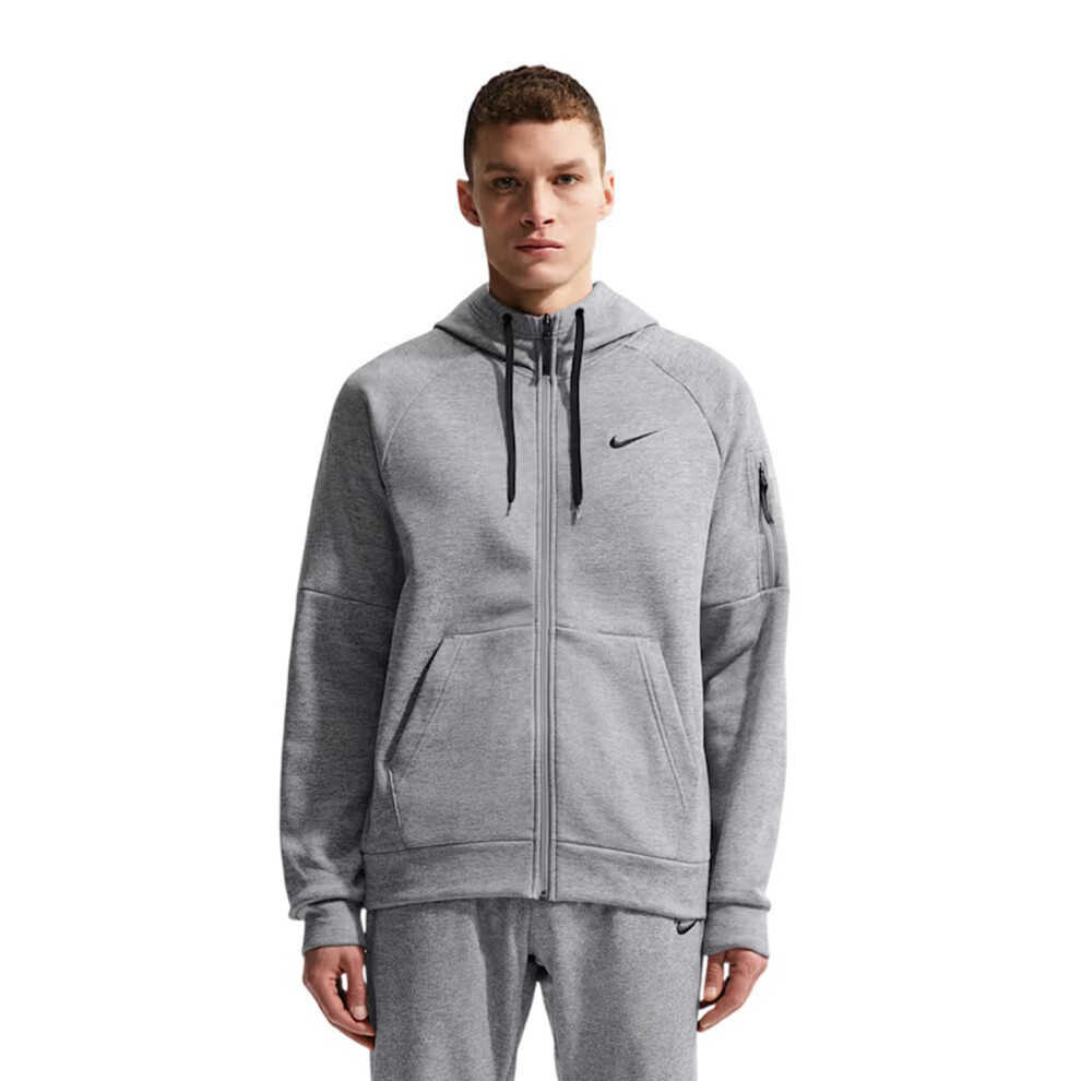 Nike (S, Grey) Mens Dri-Fit Training Full Zip Hoodie