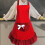 Grembiule da donna con fiocco e tasca, volant rosso 7