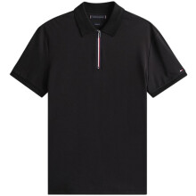 (S, Black) Tommy Hilfiger Mens Quarter Zip Polo Shirt
