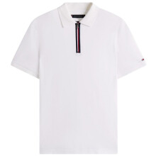 (M, White) Tommy Hilfiger Mens Quarter Zip Polo Shirt