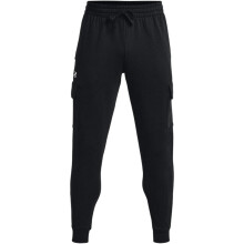(L, Black/White) Under Armour Mens Rival Fleece Cargo Pocket Joggers