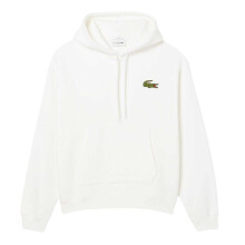 (XS, Cream) Lacoste Mens Loose Fit Drawstring Hoodie