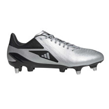 (6.5 UK, Silver/Black) Adidas Mens Adizero RS15 Pro Gradient Leather Soft Ground Rugby Boots