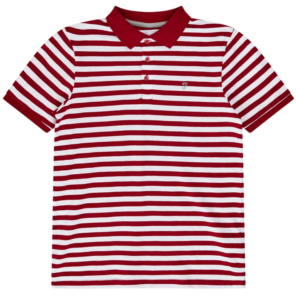 Farah (14-15 Years, Red) Childrens/Kids Striped Yarn Dyed Polo Shirt