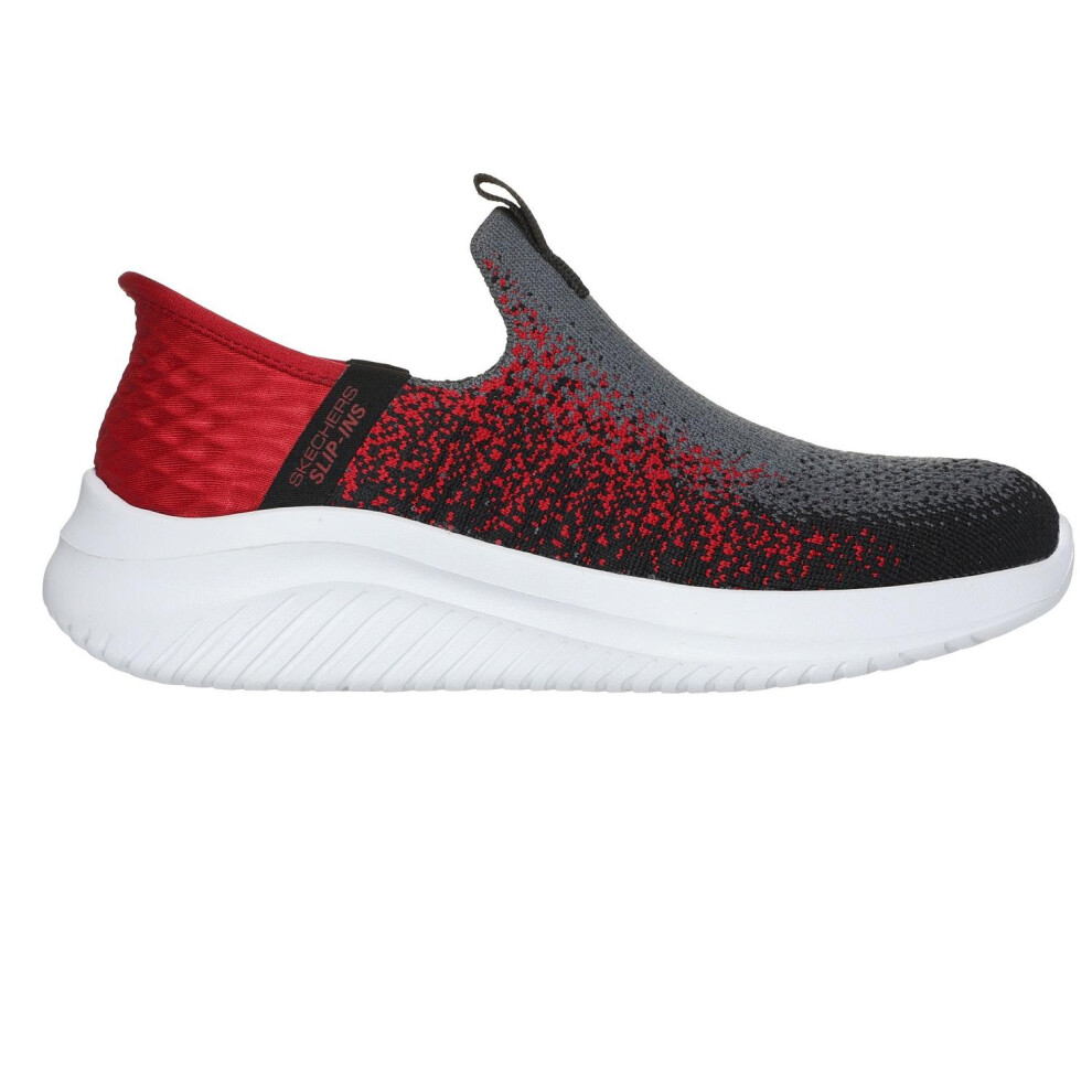 Skechers (13 Uk Child, Charcoal/Red) Childrens/Kids Ultra Flex 3.0 Knitted Slip-In Trainers