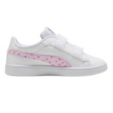 (12 UK Child, White/Pink) Puma Childrens/Kids Smash 3.0 Synthetic Trainers
