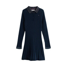 (12 Years, Dark Navy) Tommy Hilfiger Girls Cable Knit Long-Sleeved Sweater Dress