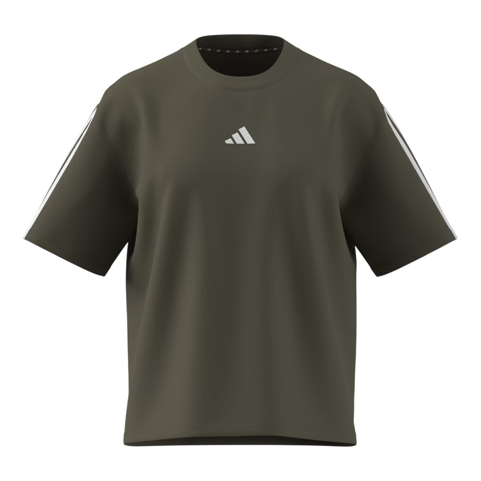 Adidas (12 Uk - 14 Uk, Olive) Womens/Ladies Essentials 3 Stripes T-Shirt