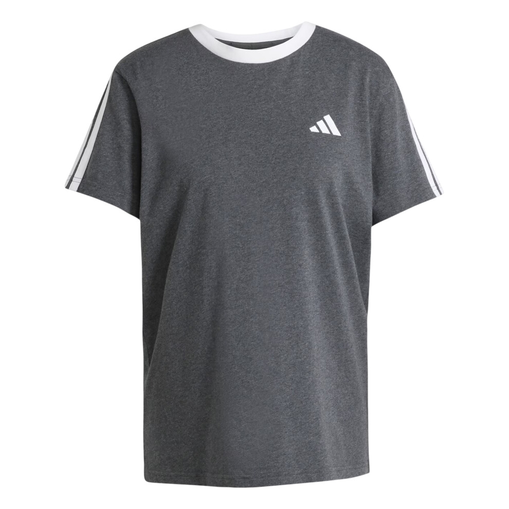 Adidas (20 Uk - 22 Uk, Charcoal Grey) Womens/Ladies Essentials 3 Stripes T-Shirt
