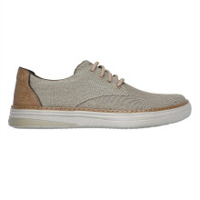 (8 UK, Khaki) Skechers Mens Hyland Striped Canvas Trainers
