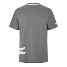(S, Grey) Lacoste Mens Back Print Cotton Short-Sleeved Pyjama Top