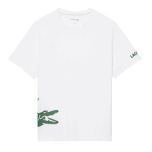 (L, White) Lacoste Mens Back Print Cotton Short-Sleeved Pyjama Top