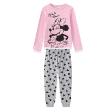 (7-8 Years, Pink/Grey) Disney Girls Minnie Mouse Brushed Cotton Long Pyjama Set