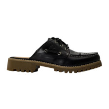 (6 UK, Black) Timberland Womens/Ladies Full Grain Leather Moc Toe Mules