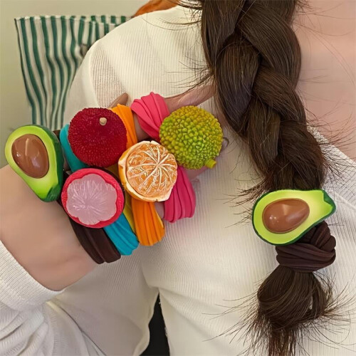 Frukt Elastiskt Hårband Scrunchy Tyg Hästsvanshållare1 1