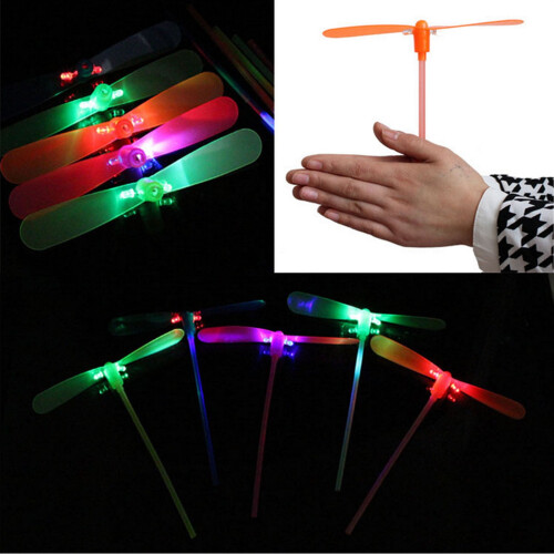 Brinquedo de libélula de bambu com LED e paraquedas voador (1 unidade) 1