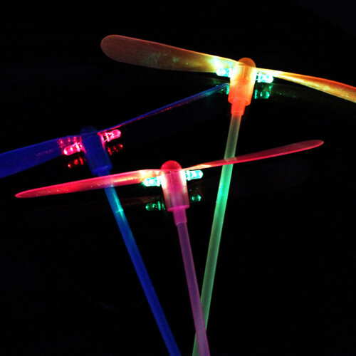 Brinquedo de libélula de bambu com LED e paraquedas voador (1 unidade) 2