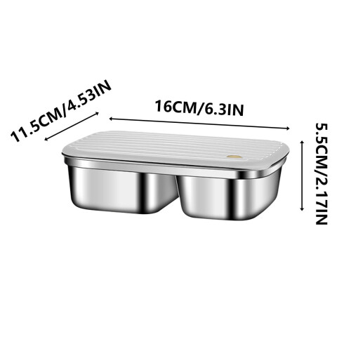 Bento-Box aus Edelstahl mit 3 Fächern, lebensmittelecht, Edelstahl 304 1
