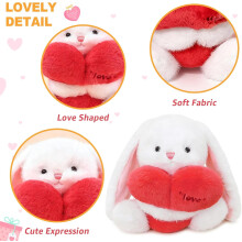 Plüschhase „Love Bunny“ mit rotem Herz, 25 cm, Weiß