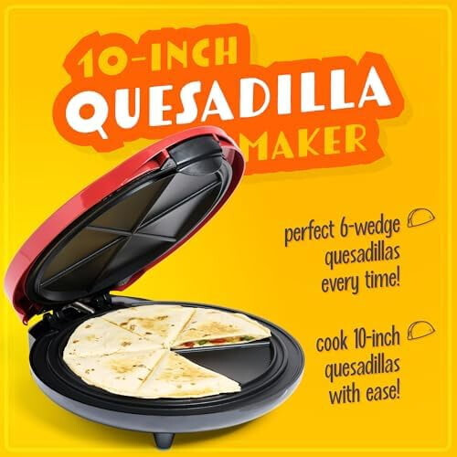 Electric Quesadilla Maker 10-inch 6-wedge red 1