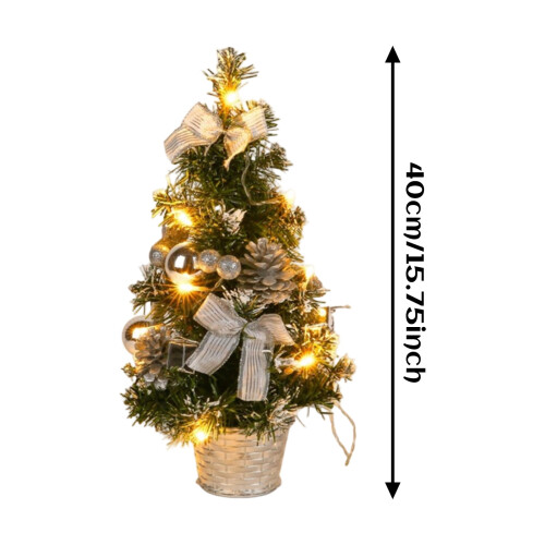 JEWLALO lighted mini Christmas tree silver 16 inch 1