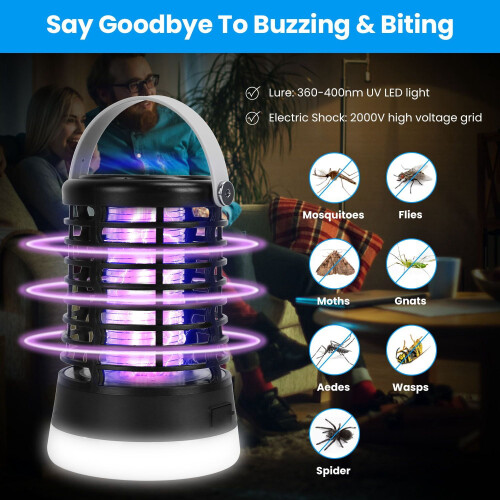 Λάμπα Bug Zapper Επαναφορτιζόμενη Εσωτερική/Εξωτερική 4 σε 1 1