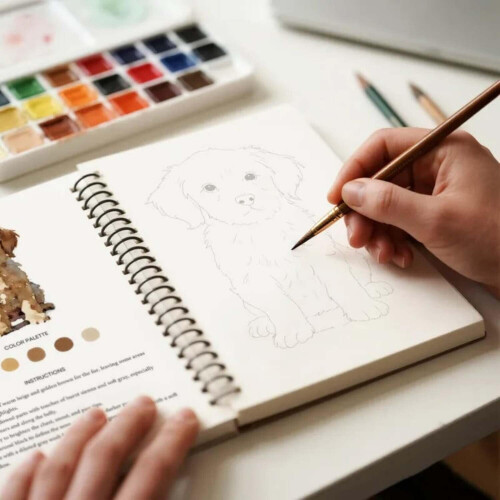 Cahier d'aquarelle avec 16 couleurs et pinceau 2