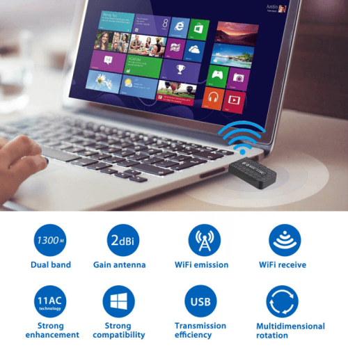 Adaptador WiFi USB 3.0 de doble banda, 1300 Mbps 1