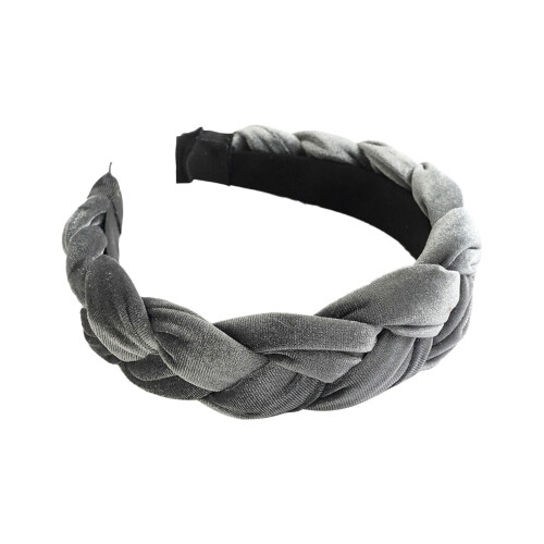 Geflochtenes Samt-Haarband für Damen, Grau, Einheitsgröße 2