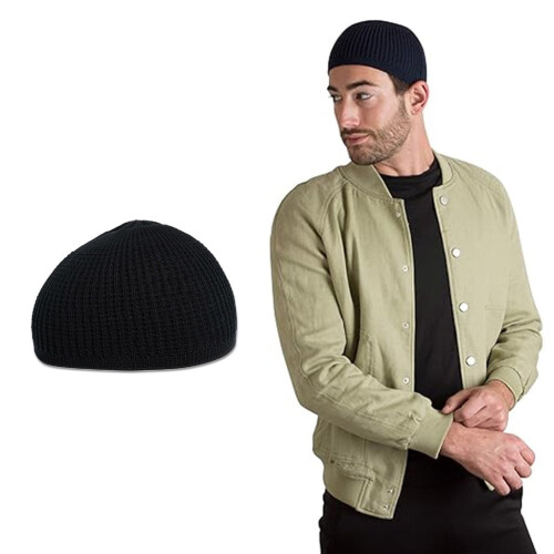 Muslimsk stickad Kufi-bönehatt för män 1