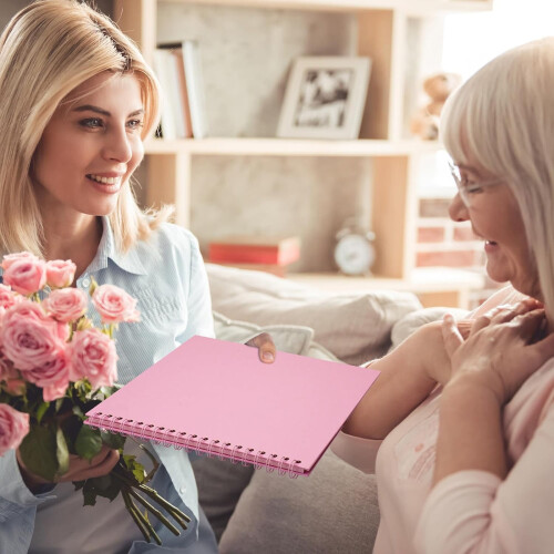 Ροζ Σκληρόδετο Άλμπουμ Scrapbooking DIY 7x7 Ίντσες 20 Φύλλα 1